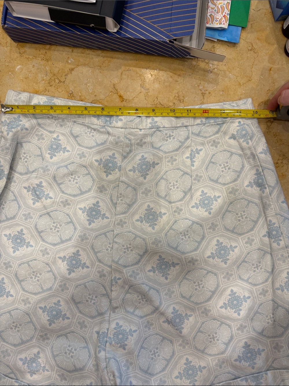 Women's Light Blue Patterned Bermuda Shorts - Picture 3 of 3
